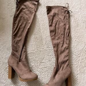 Brown suede over the knee boots